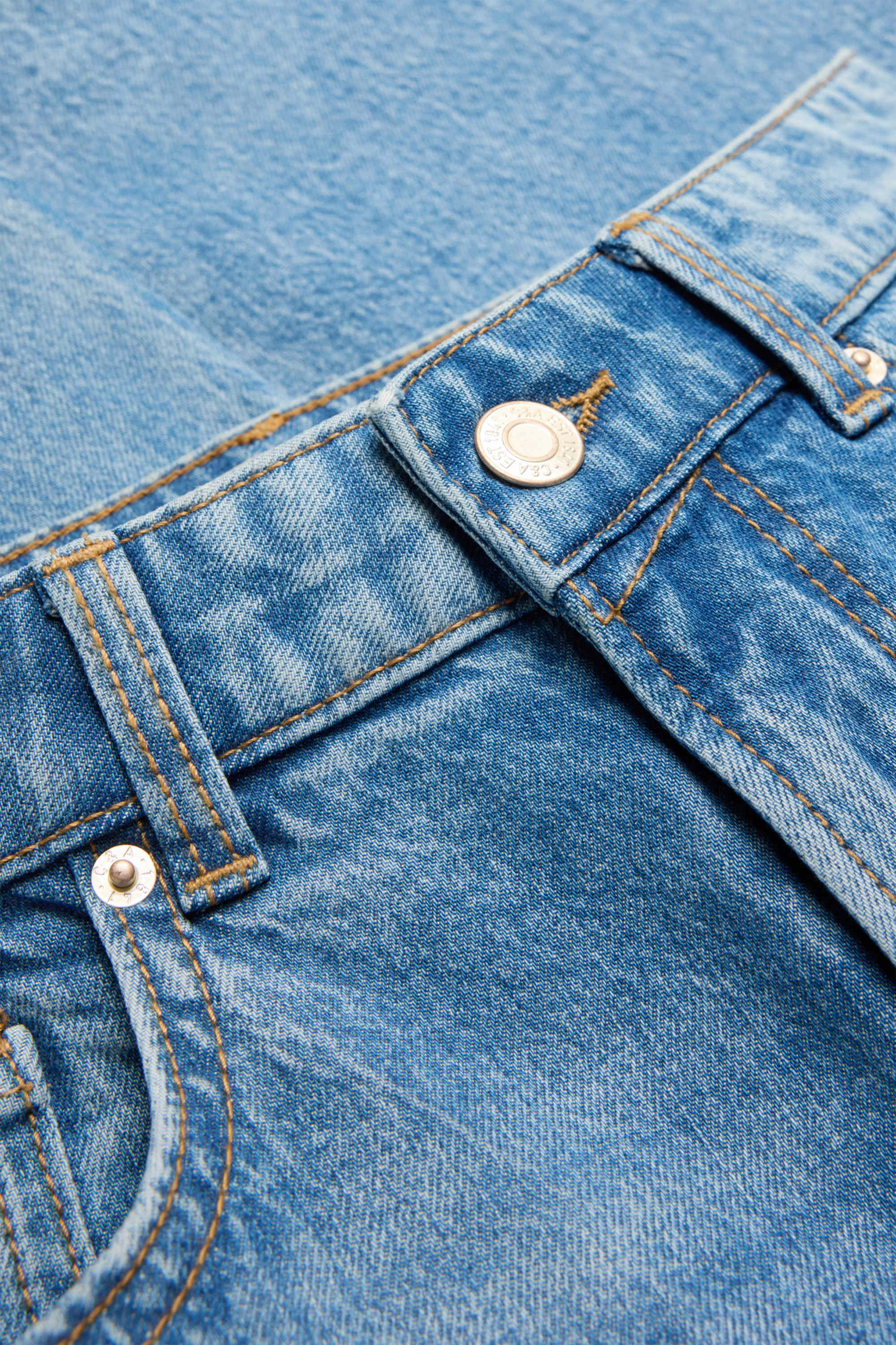 Cropped wide leg jeans - mid-rise waist denim-light blue (2)