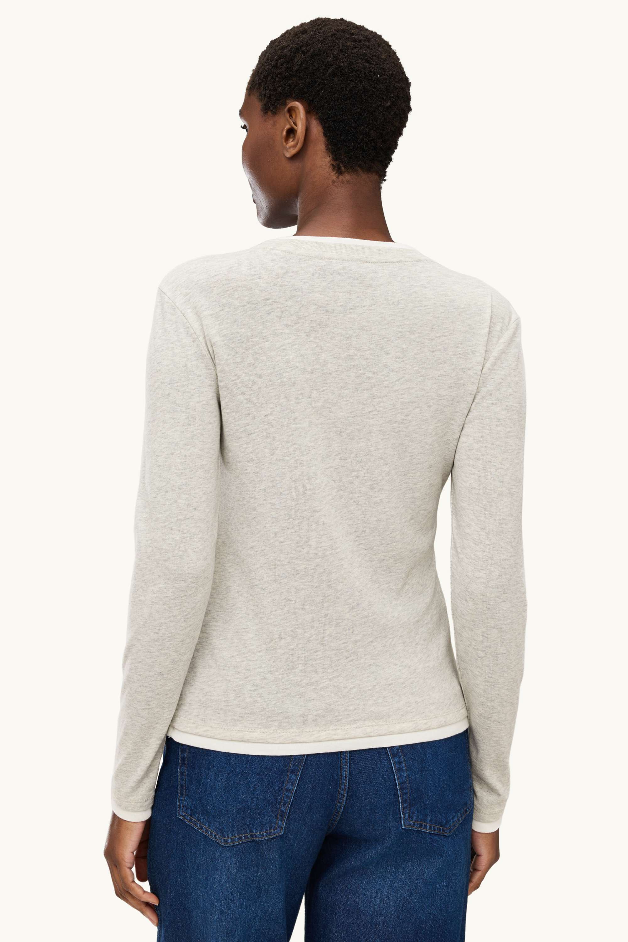 Long sleeve top - regular fit - 2-in-1 look light gray-melange