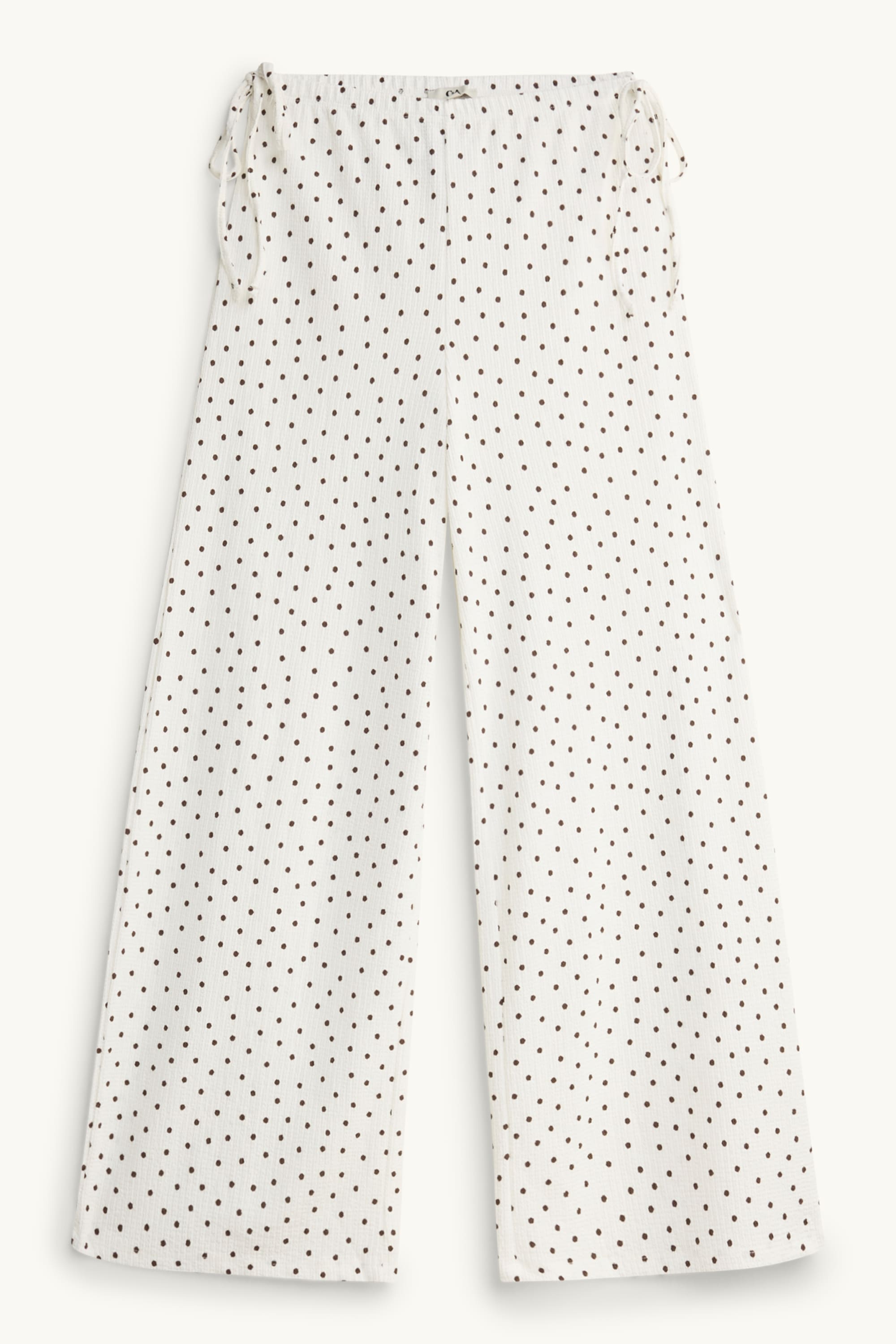 Trousers - mid-rise waist - palazzo - polka dot brown / cremewhite