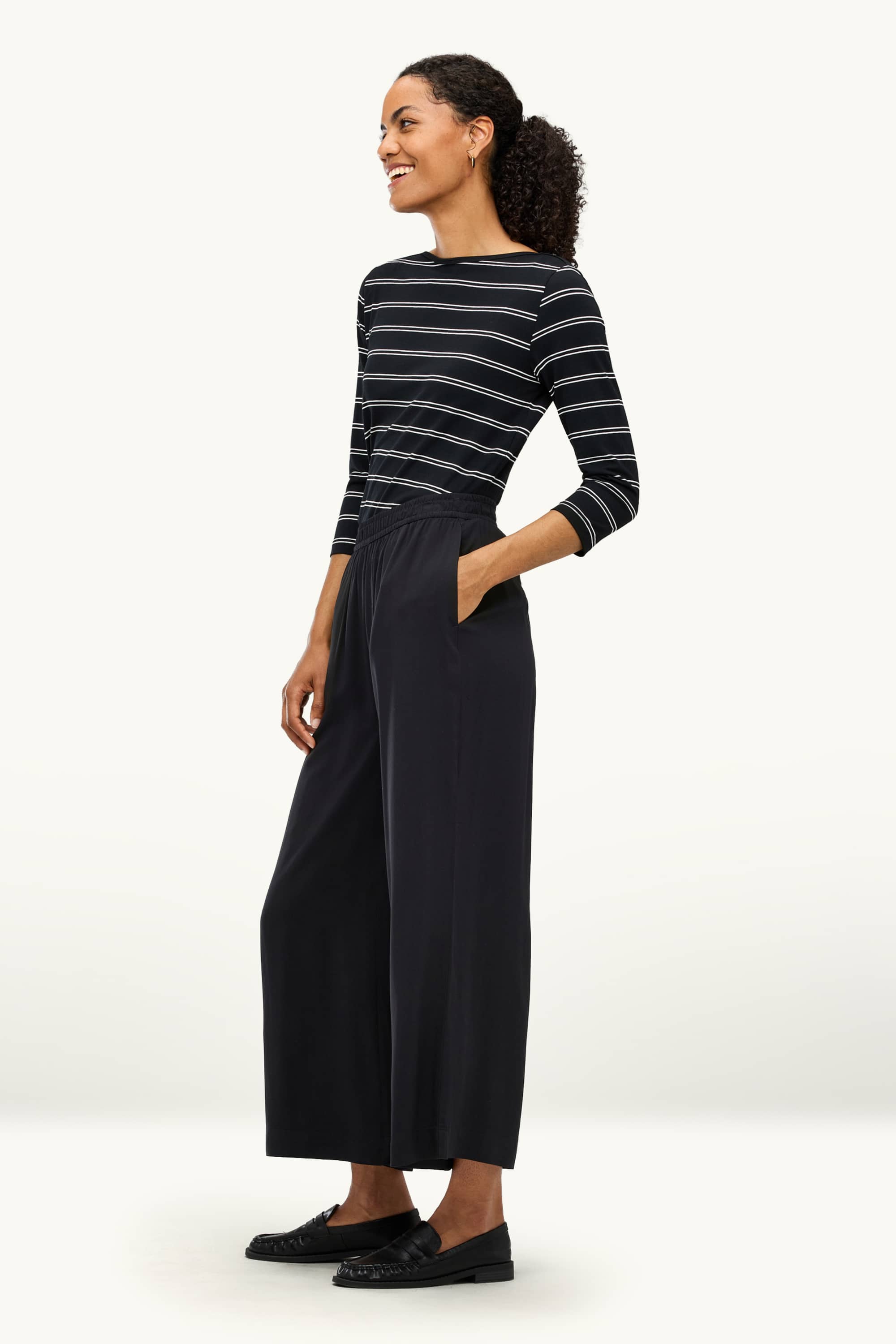 Cropped cloth trousers - high waist - palazzo black