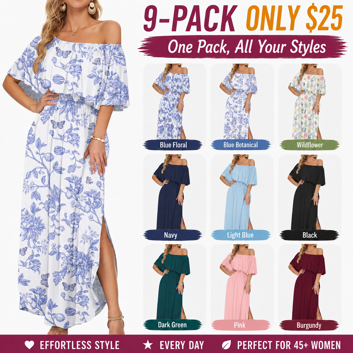 Women's Off The Shoulder Dress with Pockets