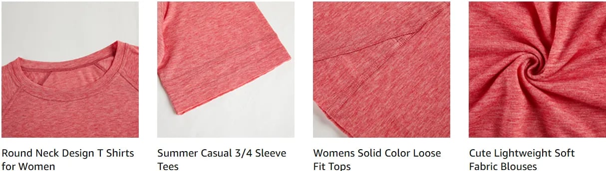 Women's Summer Casual Crewneck Batwing Half Sleeve Tee