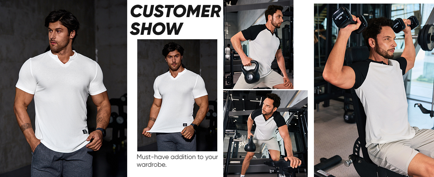 Men's 12-Pack Cotton Longline Henley V-Neck T-Shirts