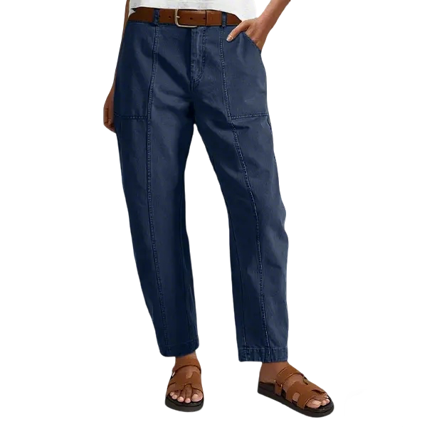 💝Last Day Promotion⚡- Solid Mid-Rise Baby Barrel Pants, High Stretch, Deep Pockets