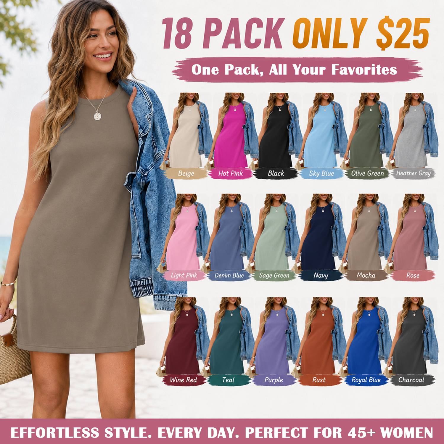 Women's Basic Sleeveless Tank Dresses