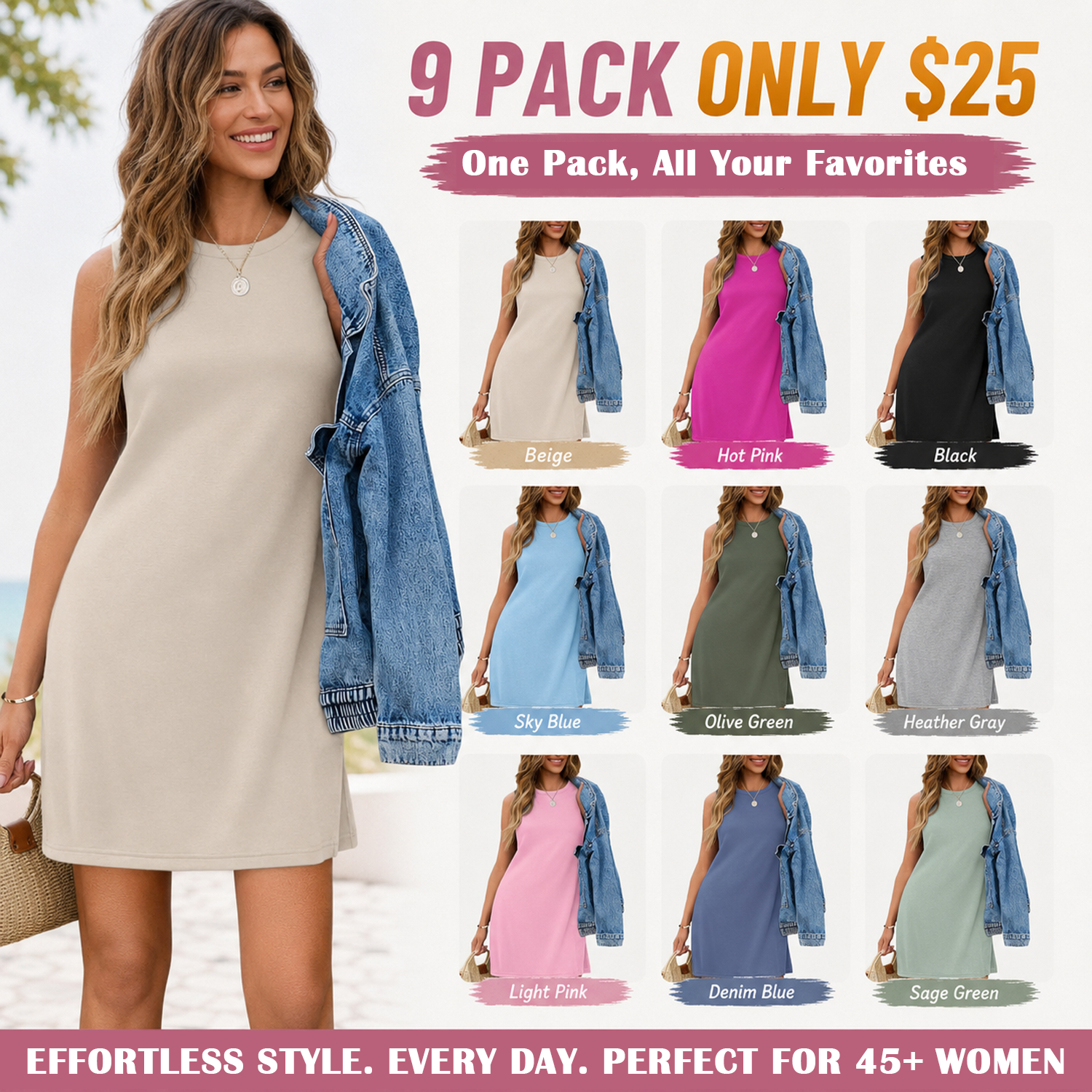 Women's Basic Sleeveless Tank Dresses