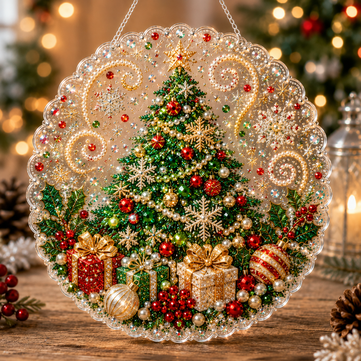 🔥Limited time 70% OFF - 🎅✨Christmas Pearl Diamond Art Hanging Ornament Kit - Sparkling DIY Window Ornament
