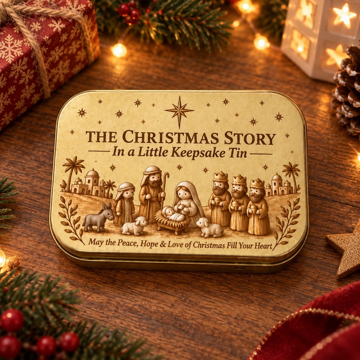🔥Last 40pcs🎉-✝️ Mini Nativity Scene Keepsake Tin — Pocket-Sized Christmas Holy Family Set