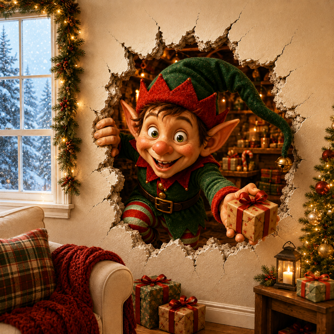 🔥Limited time 70% OFF -🎄🧱 Christmas Break-In 3D Wall Decal – Turn Your Wall Into A Holiday Surprise