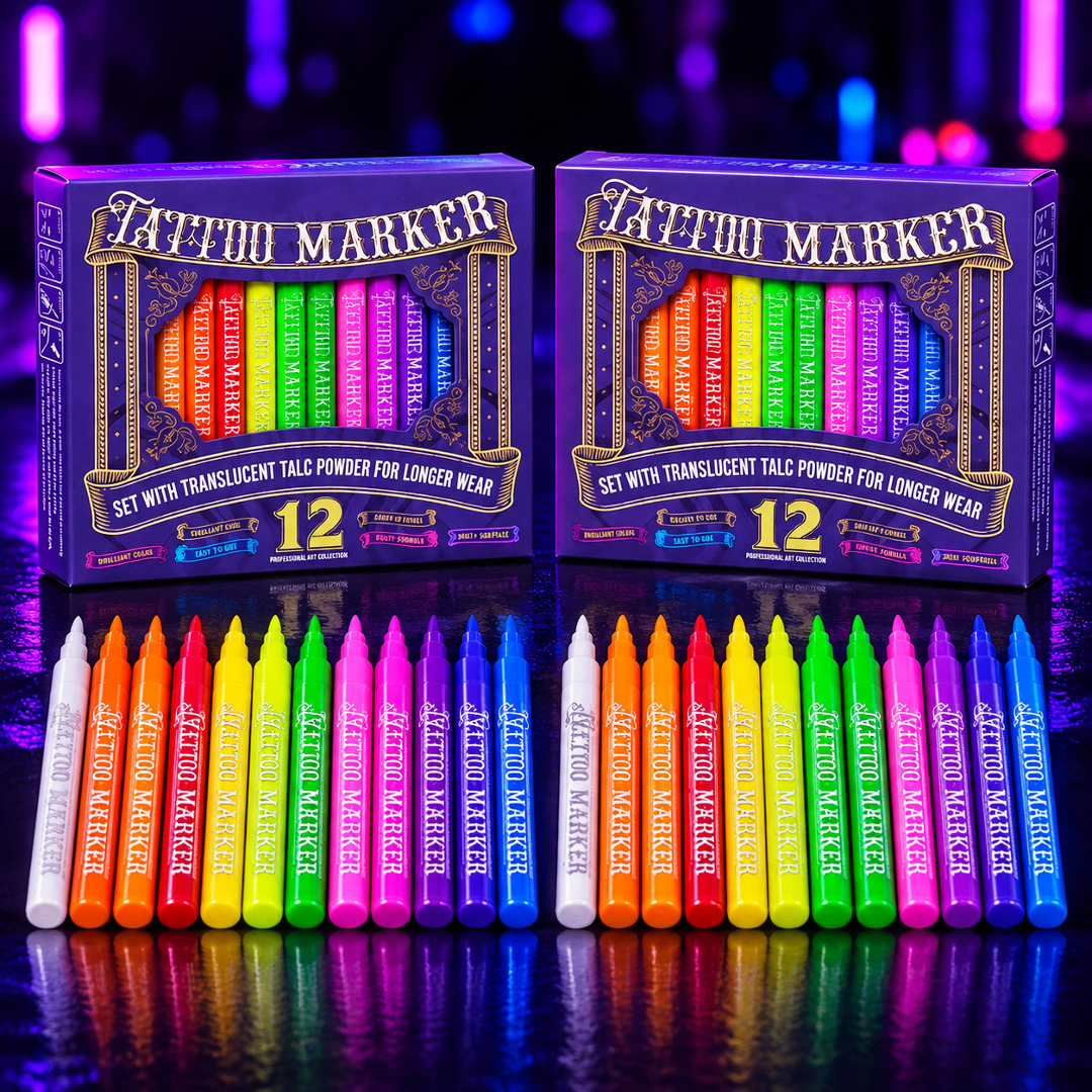 🔥Last 40pcs🎉 -✨🎨Novocanvas Glow Party Tattoo Pens – Light Up Your Look 