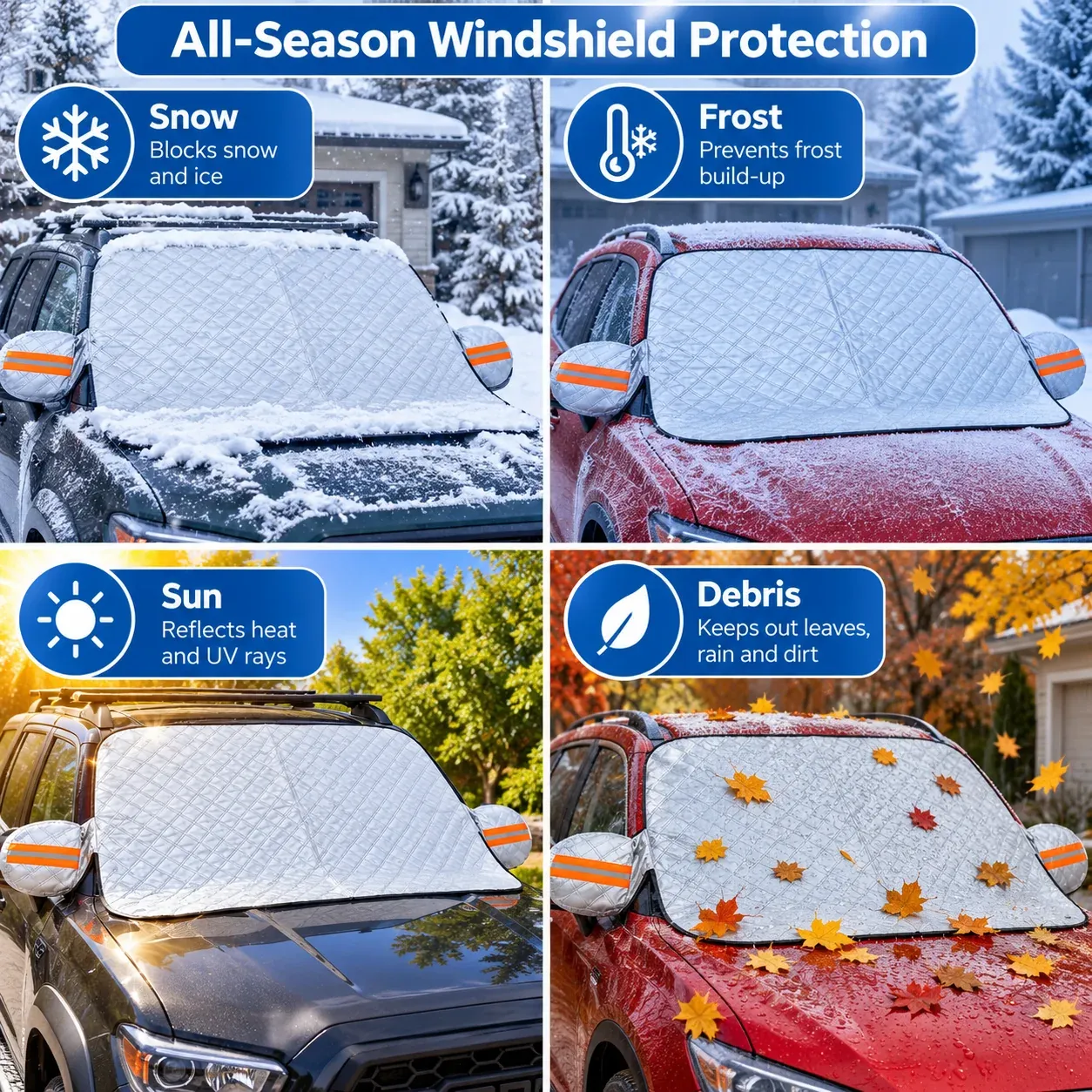 🔥Limited time 70% OFF -🚗❄️All-Season Magnetic Windshield Cover – Snow, Ice & Frost Protection