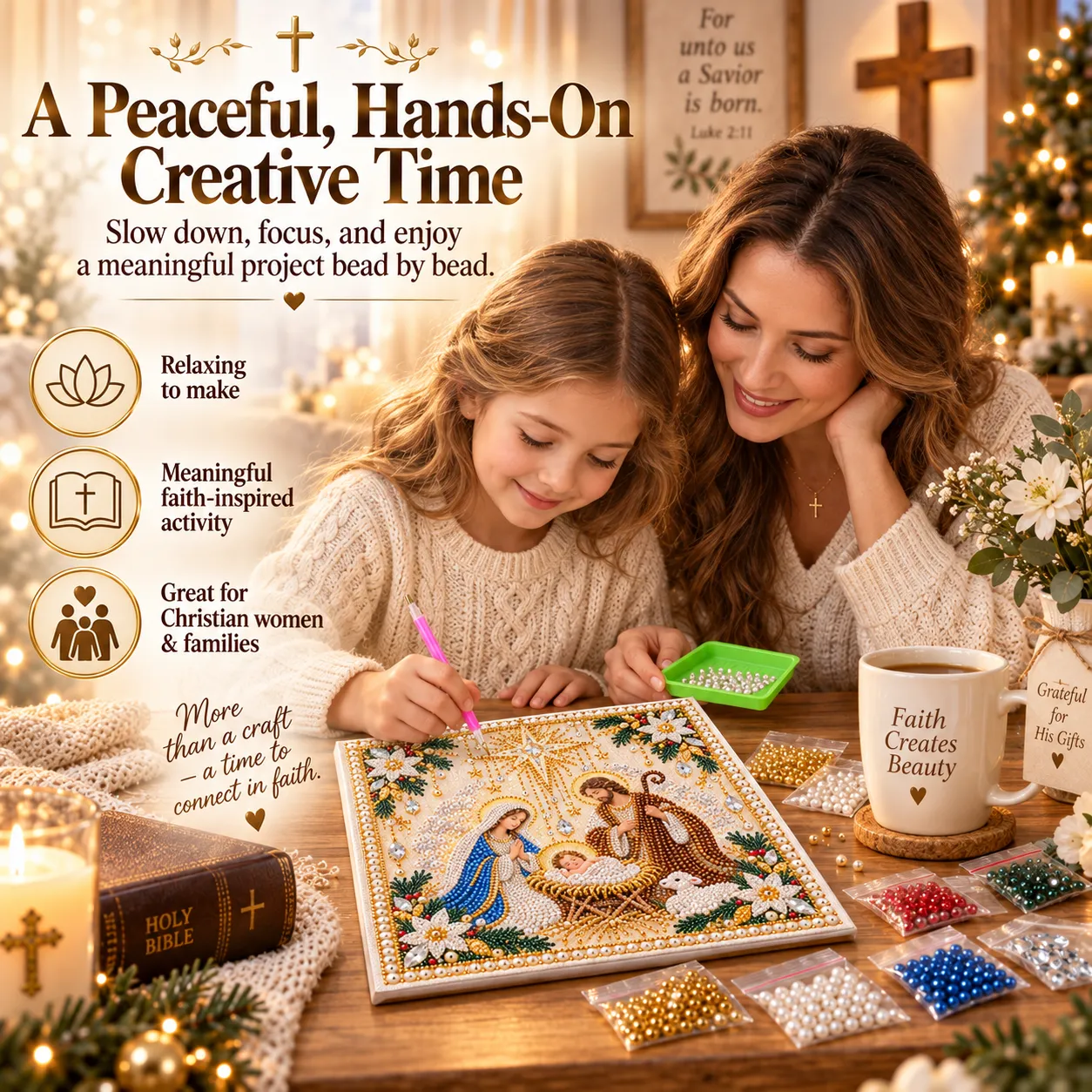 🔥Last 40pcs🎉 -✝️ Beginner-Friendly Christian Pearl Bead Art Kit (❤Same as the Vedio)