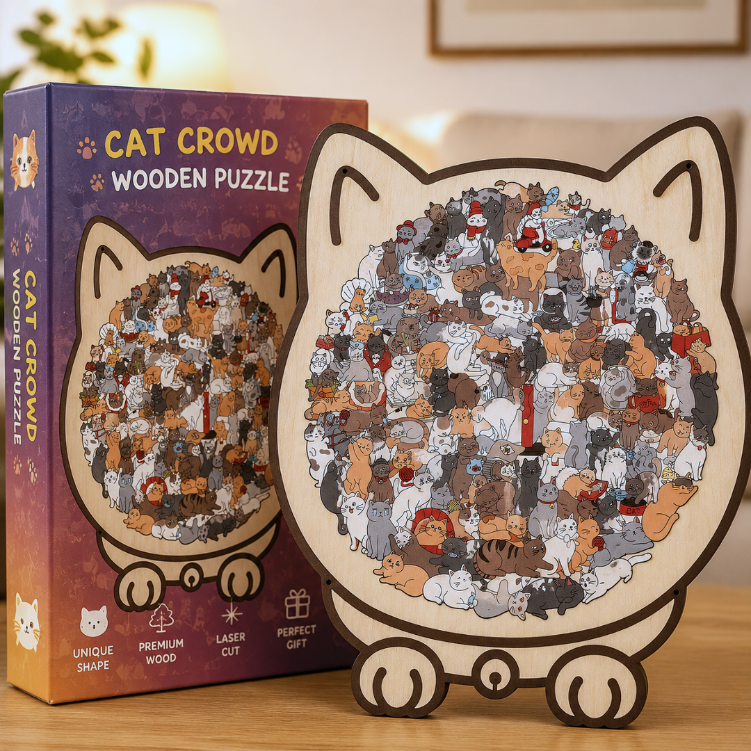 🔥LAST DAY 70% OFF 🛍️135-Piece Morandi-Colored Cat Shaped Wooden Jigsaw Puzzle
