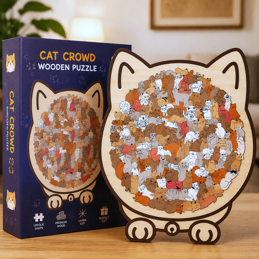🔥LAST DAY 70% OFF 🛍️135-Piece Morandi-Colored Cat Shaped Wooden Jigsaw Puzzle