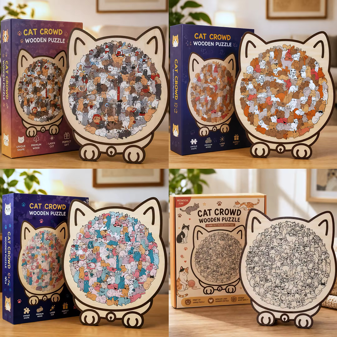 🔥LAST DAY 70% OFF 🛍️135-Piece Morandi-Colored Cat Shaped Wooden Jigsaw Puzzle