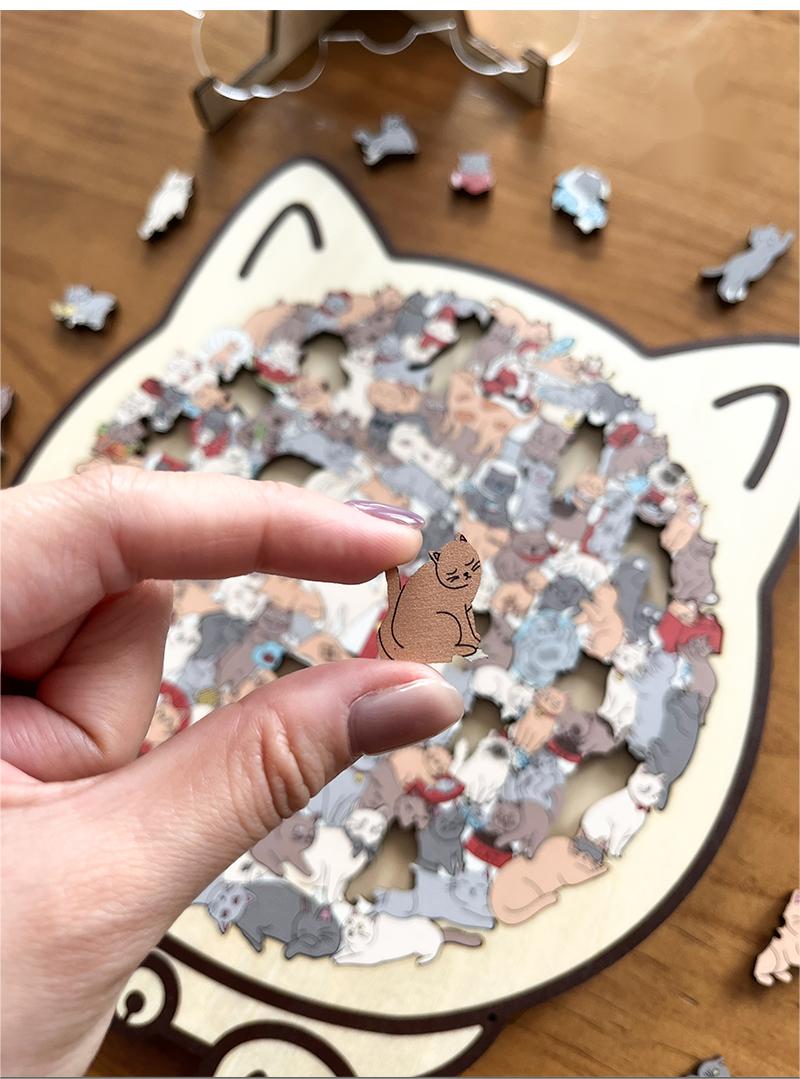 🔥LAST DAY 70% OFF 🛍️135-Piece Morandi-Colored Cat Shaped Wooden Jigsaw Puzzle