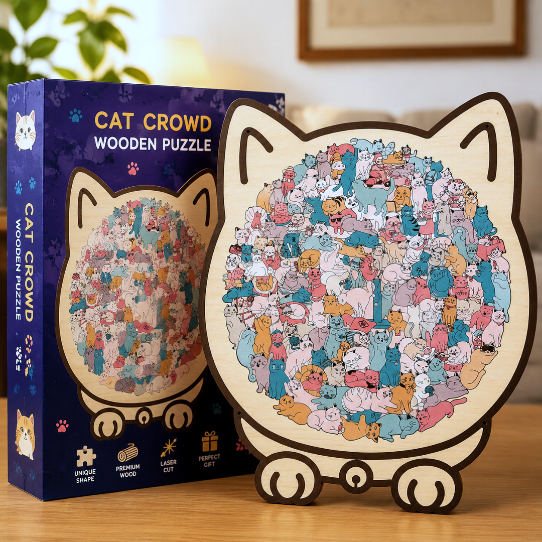 🔥LAST DAY 70% OFF 🛍️135-Piece Morandi-Colored Cat Shaped Wooden Jigsaw Puzzle