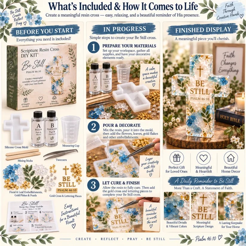 🔥Limited time 70% OFF -✝️🌿 Psalms of Comfort & Strength Resin Cross DIY Kit