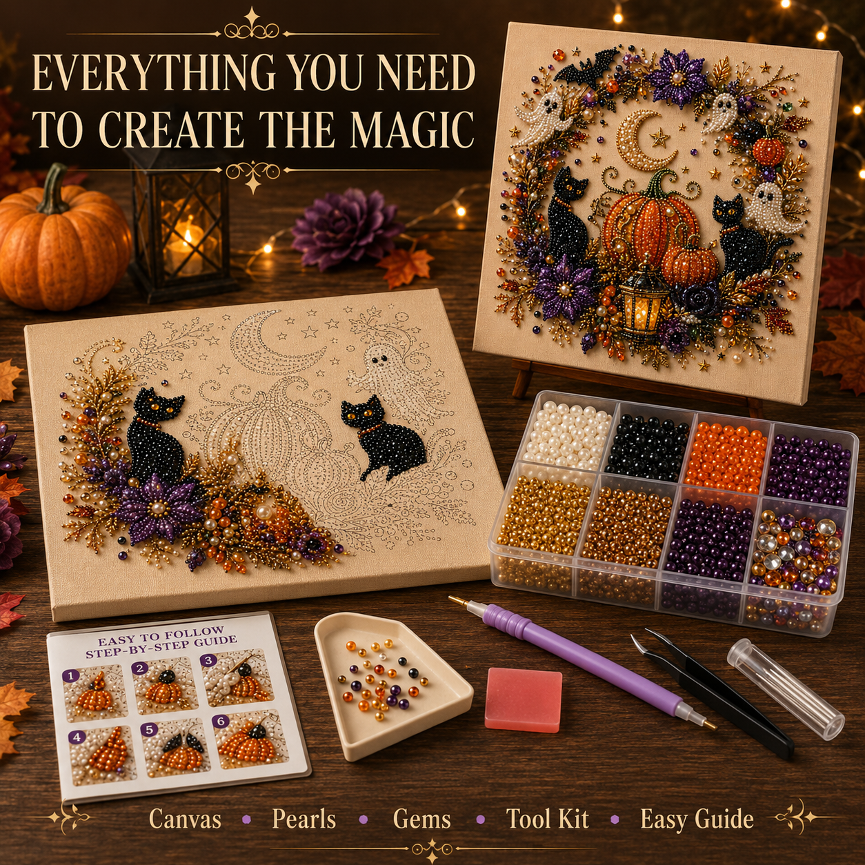 🔥Limited time 70% OFF - 👻✨ Halloween Pearl Art DIY Kit – Turn Tiny Pearls into Spooky-Cute Magic (📦Buy 2 Free Shipping)