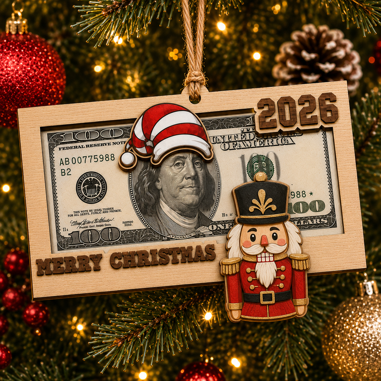 🔥Limited time 70% OFF -🎄 Wooden Christmas Money Holder Ornament – Make Cash Feel Like a Real Christmas Gift