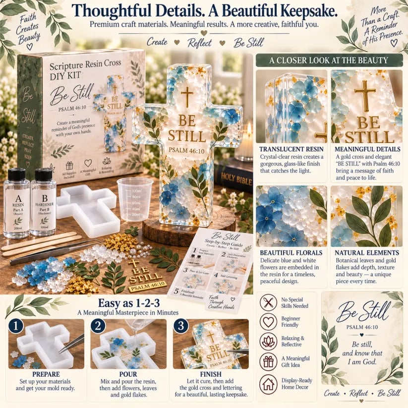🔥Limited time 70% OFF -✝️🌿 Psalms of Comfort & Strength Resin Cross DIY Kit