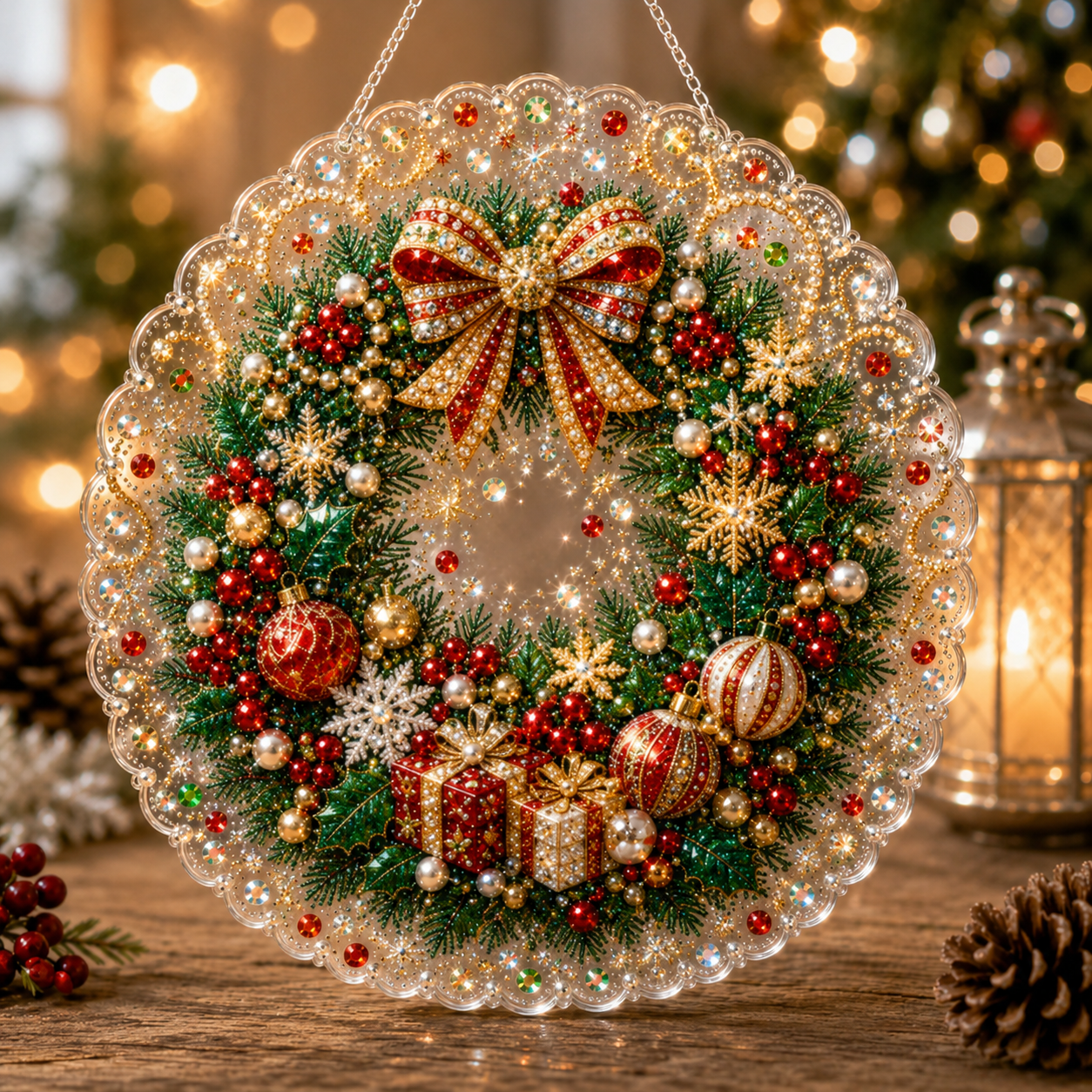 🔥Limited time 70% OFF - 🎅✨Christmas Pearl Diamond Art Hanging Ornament Kit - Sparkling DIY Window Ornament