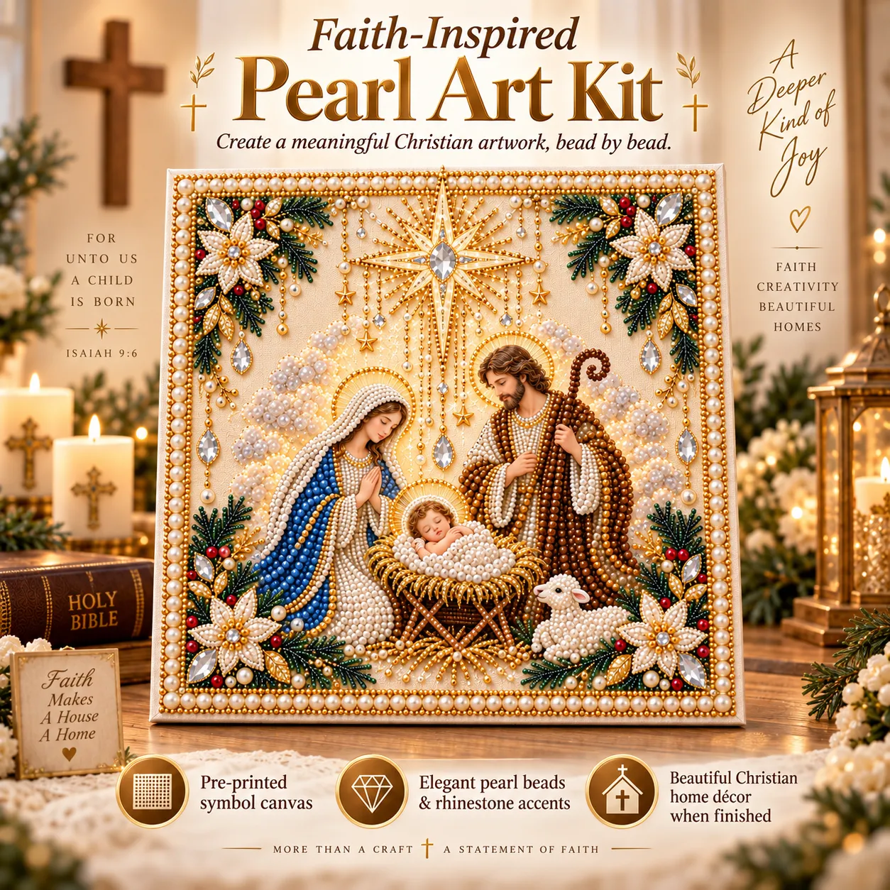 🔥Last 40pcs🎉 -✝️ Beginner-Friendly Christian Pearl Bead Art Kit (❤Same as the Vedio)