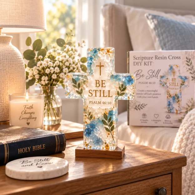 🔥Limited time 70% OFF -✝️🌿 Psalms of Comfort & Strength Resin Cross DIY Kit