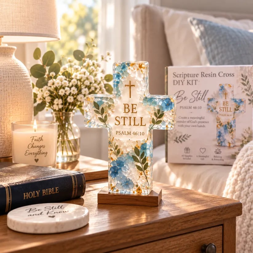 🔥Limited time 70% OFF -✝️🌿 Psalms of Comfort & Strength Resin Cross DIY Kit