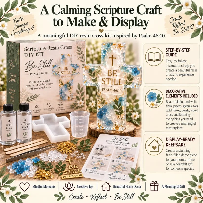 🔥Limited time 70% OFF -✝️🌿 Psalms of Comfort & Strength Resin Cross DIY Kit