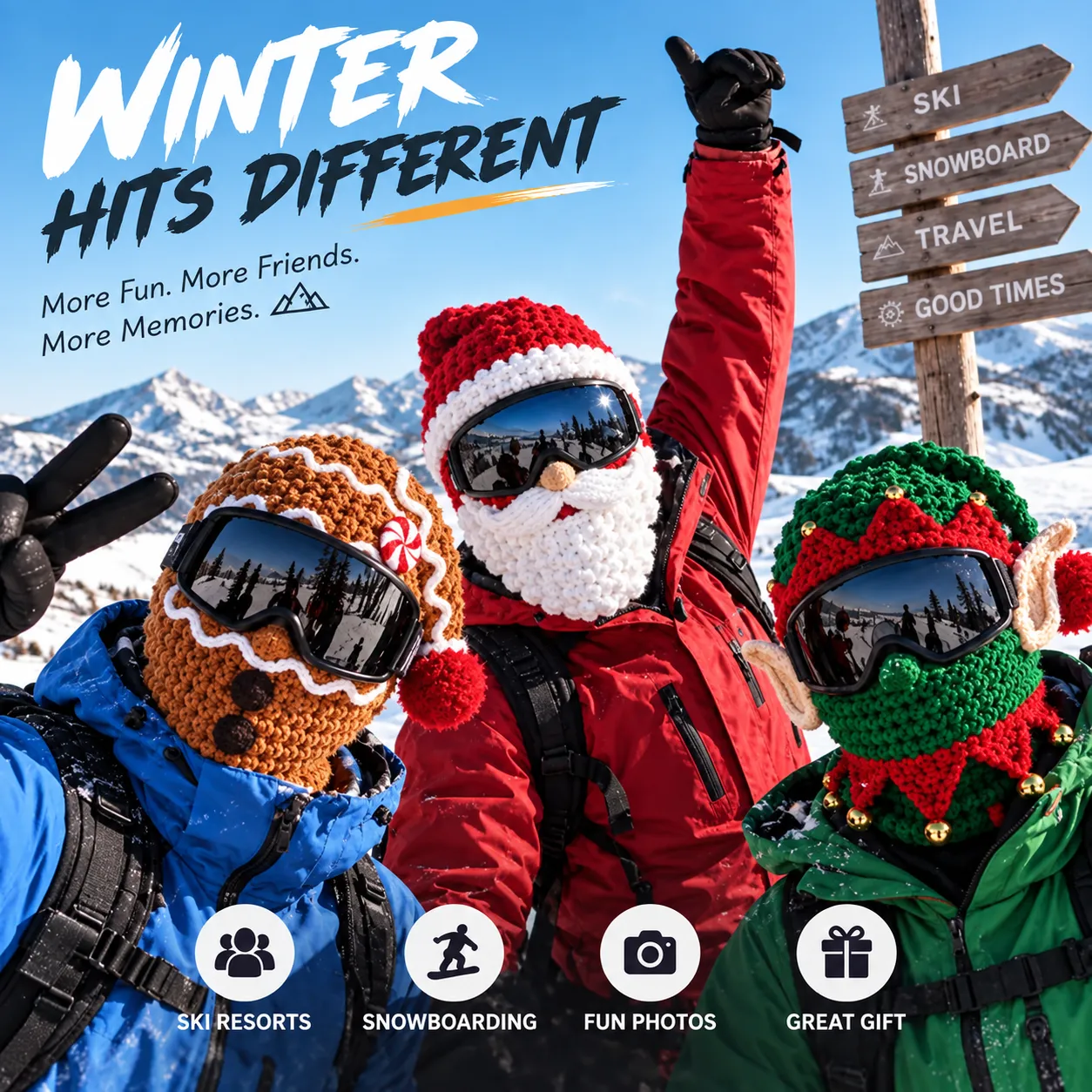 🎅🏂 3D Christmas Knit Ski Mask | Cozy Full-Face Winter Cover for Skiing, Snowboarding & Holiday Fun ❄️