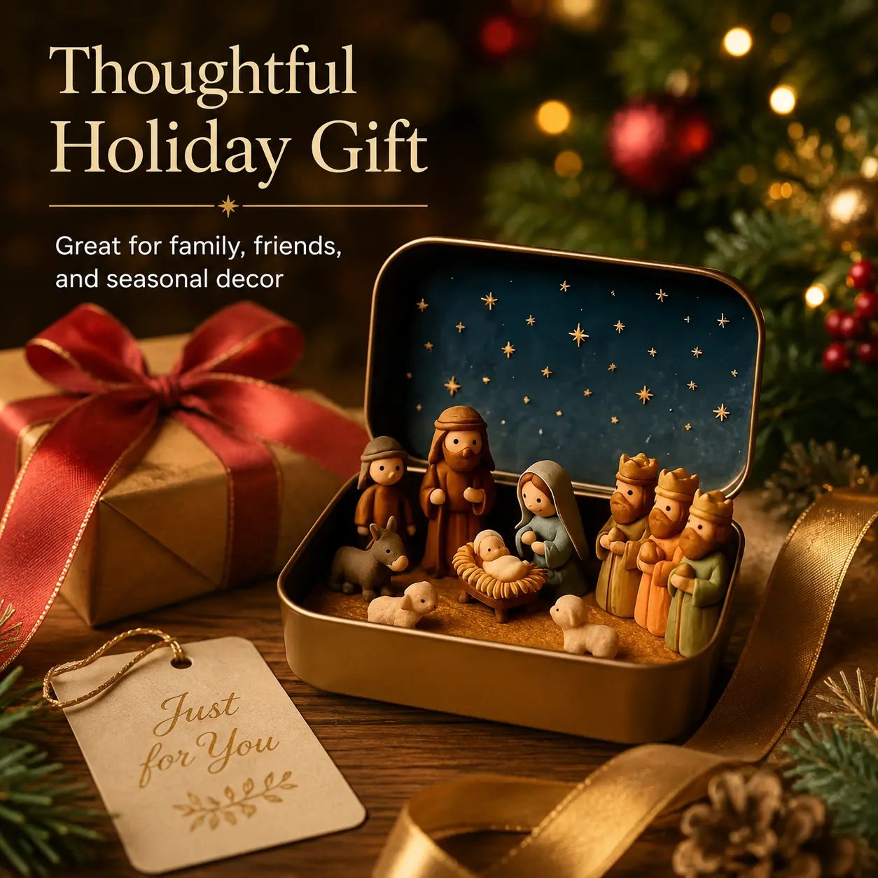 🔥Last 40pcs🎉-✝️ Mini Nativity Scene Keepsake Tin — Pocket-Sized Christmas Holy Family Set