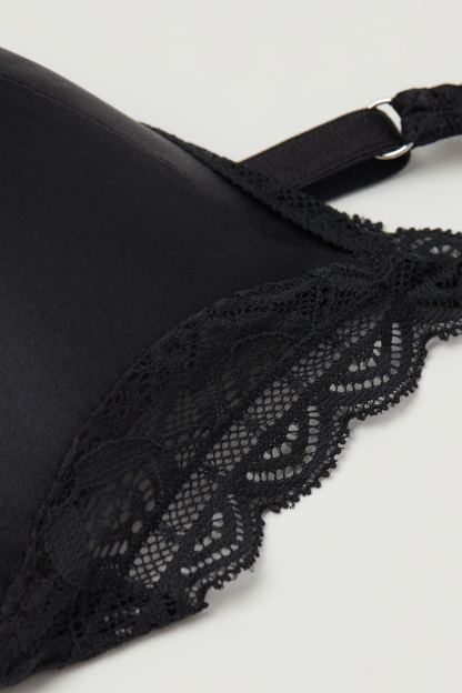 Tiziana Wireless Plunge Triangle Bra in Silk and Lace
