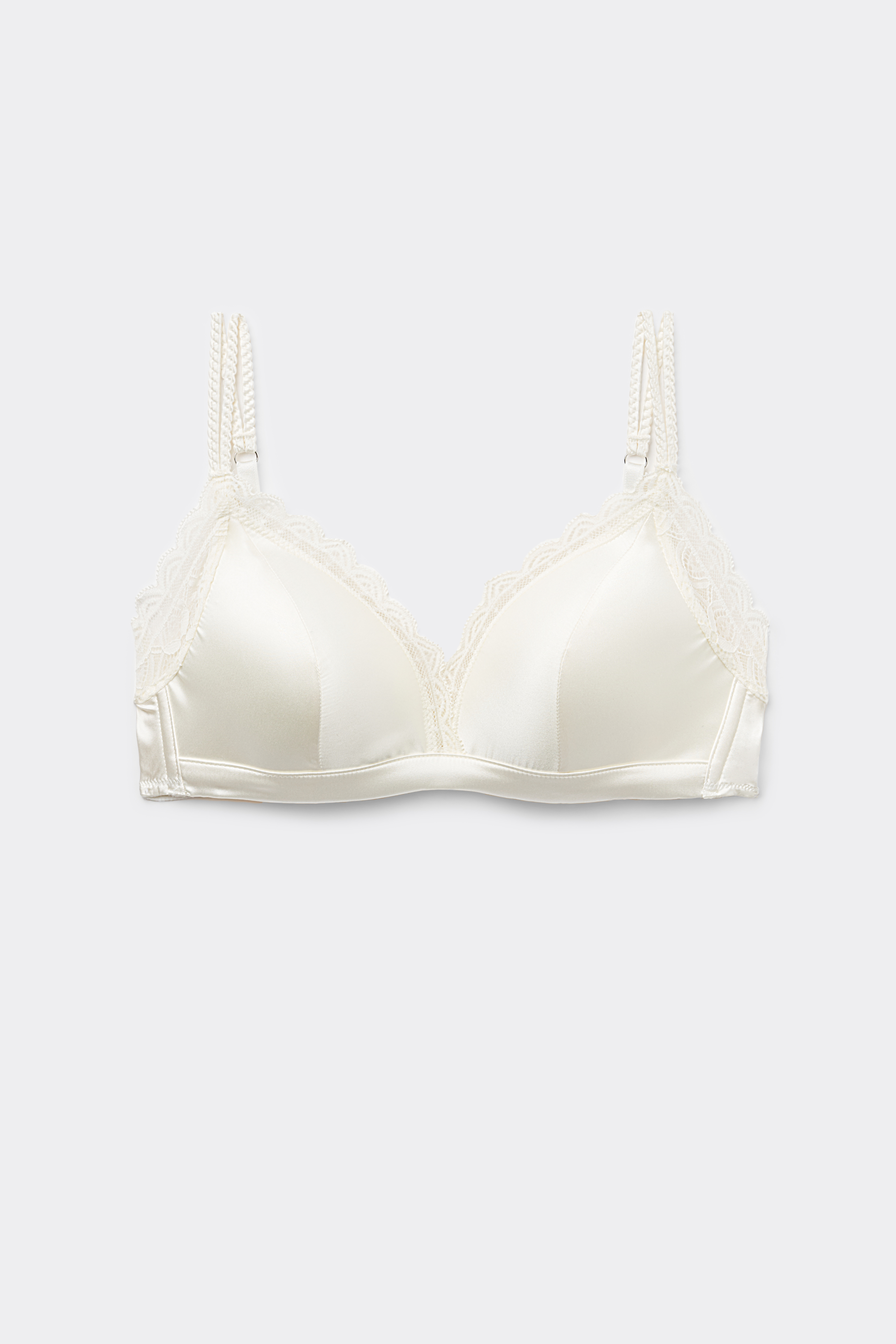 Tiziana Wireless Plunge Triangle Bra in Silk and Lace