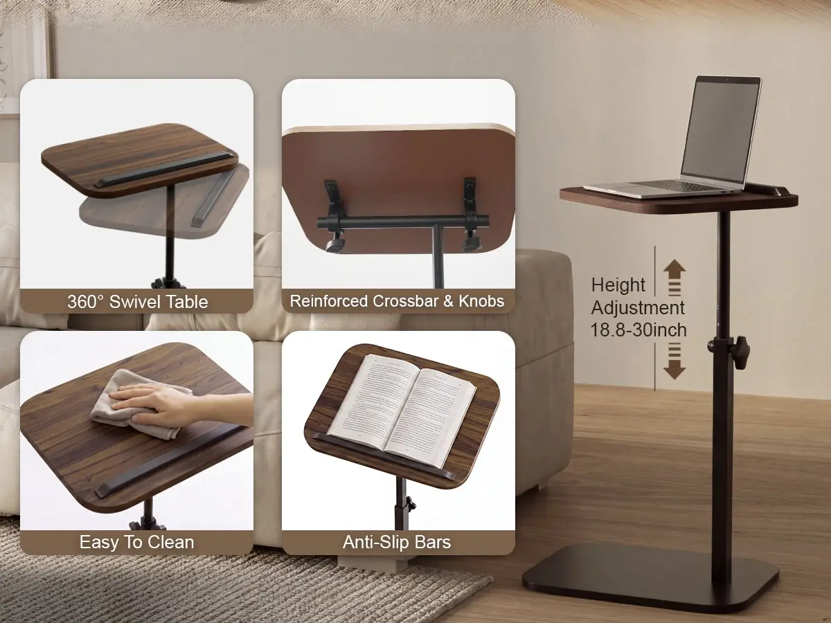 Hilleagle Adjustable C-Shape TV Tray Table