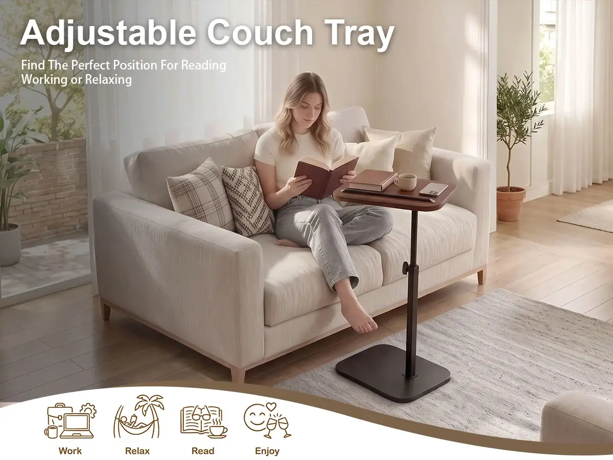 Hilleagle Adjustable C-Shape TV Tray Table
