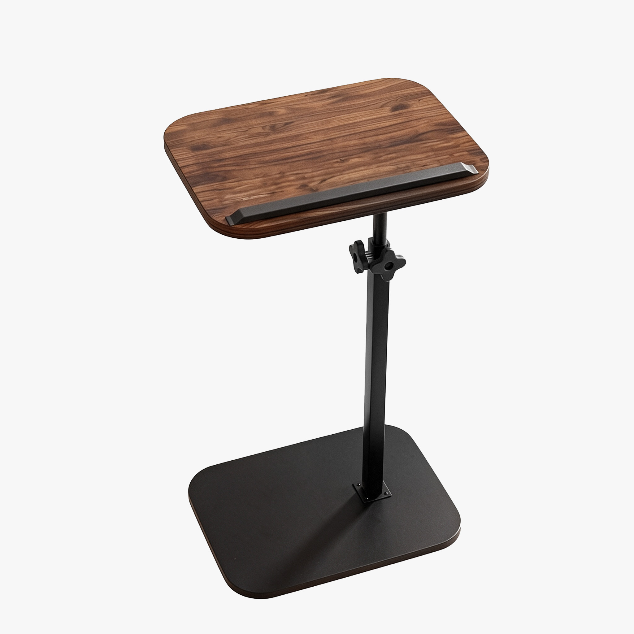 Hilleagle Adjustable C-Shape TV Tray Table with 360° Swivel, Walnut