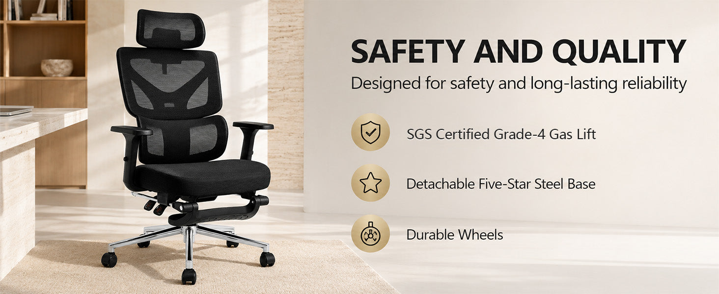 Hilleagle ergonomic office chair with adjustable headrest and lumbar support