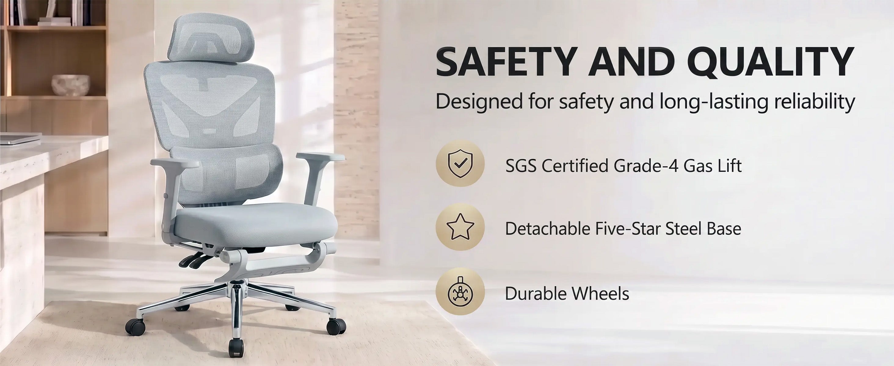 SGS-certified Class 4 gas lift and reinforced construction for everyday use