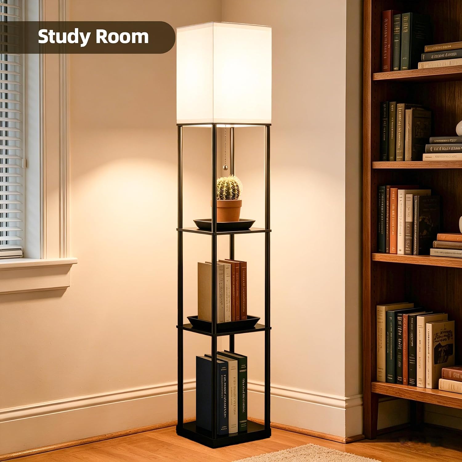 Hilleagle Floor Lamp with 3-Tier Shelves