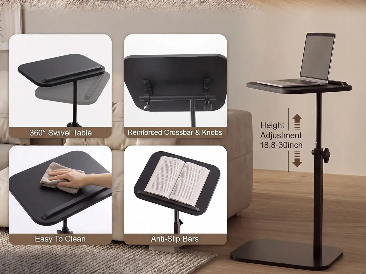 Hilleagle Adjustable C-Shape TV Tray Table