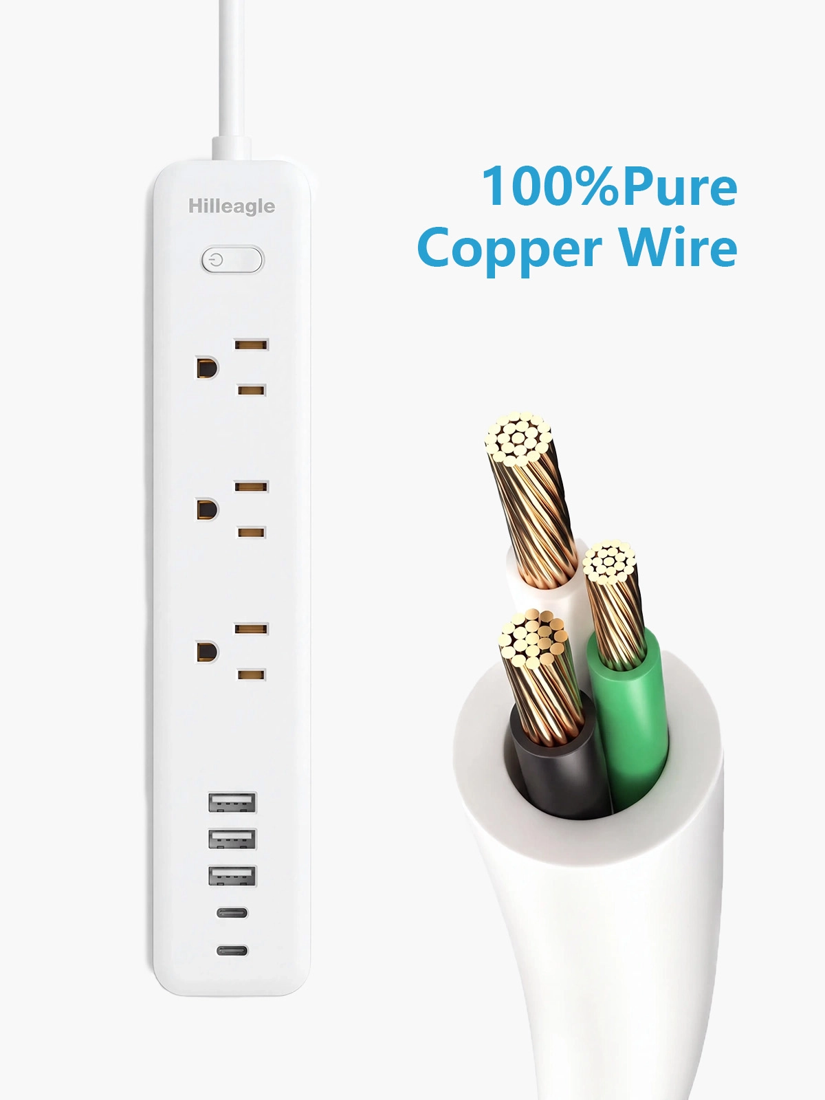 Hilleagle Power Strip with 1200J Surge Protector, 9 AC Outlets