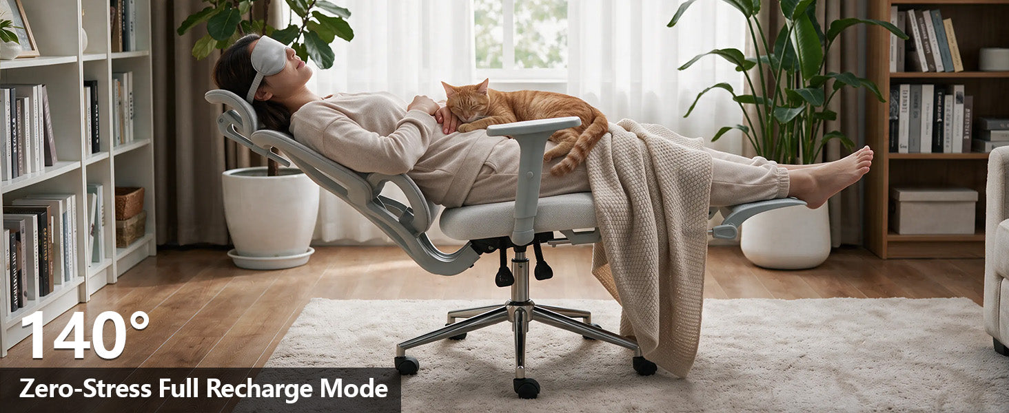 Ergonomic office chair reclining system for work and relaxation