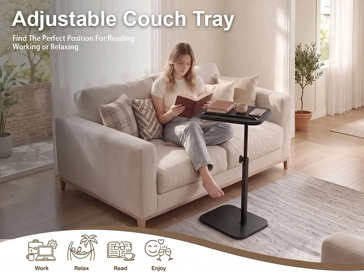 Hilleagle Adjustable C-Shape TV Tray Table
