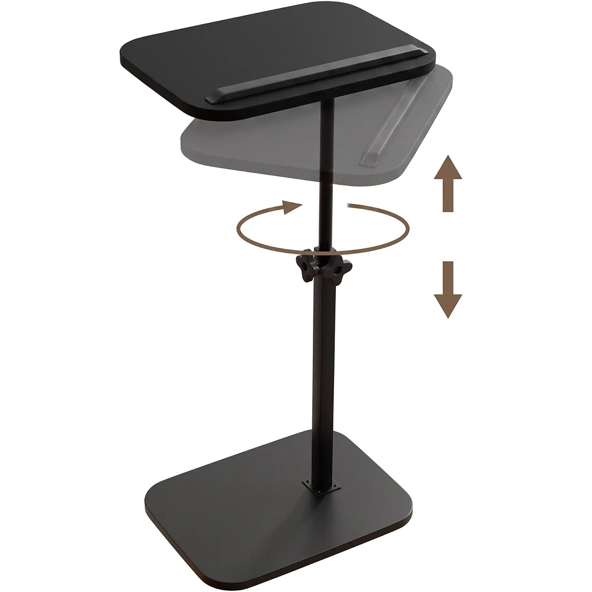 Hilleagle C-Shaped End Table – 360° Swivel & Adjustable Height TV Tray for Couch and Bed