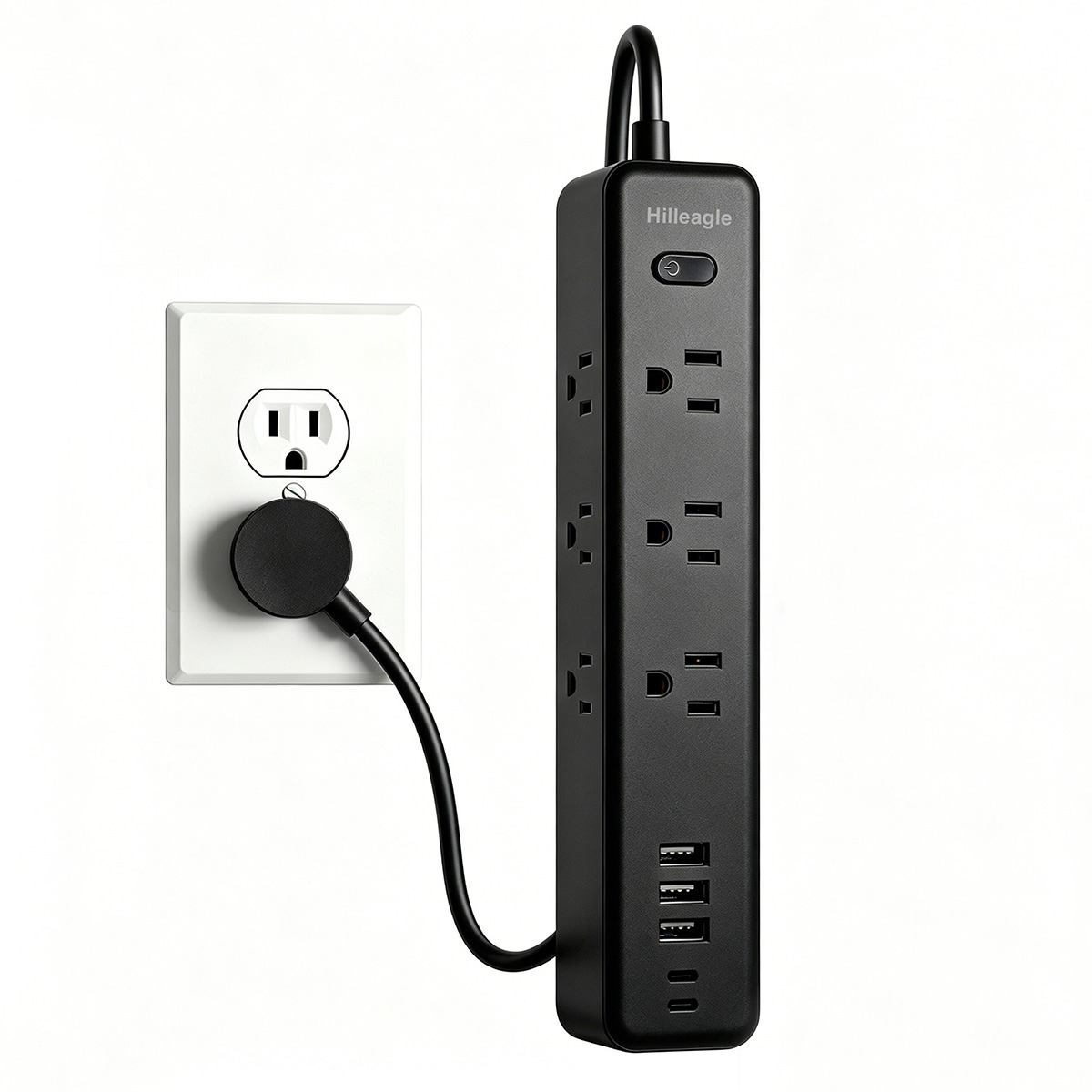 Hilleagle 14-in-1 Surge Protector Power Strip with USB Charging | White