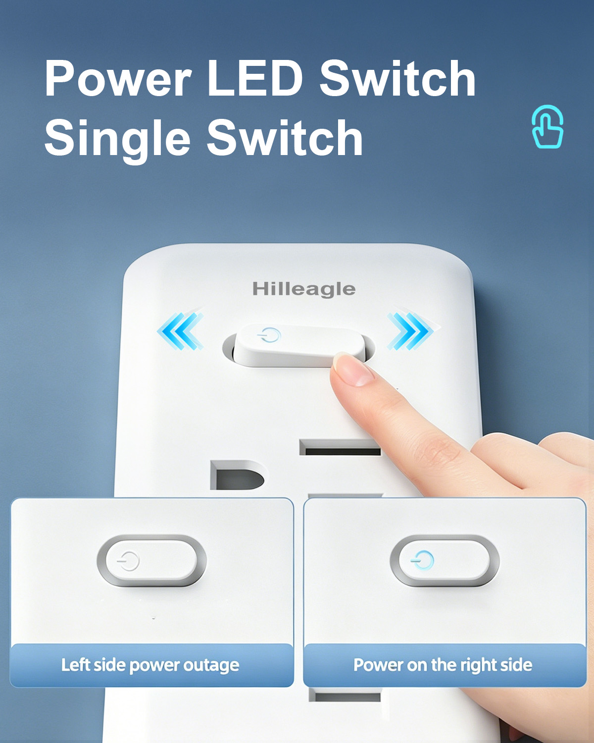 Hilleagle 14-in-1 Surge Protector Power Strip with USB Charging | White