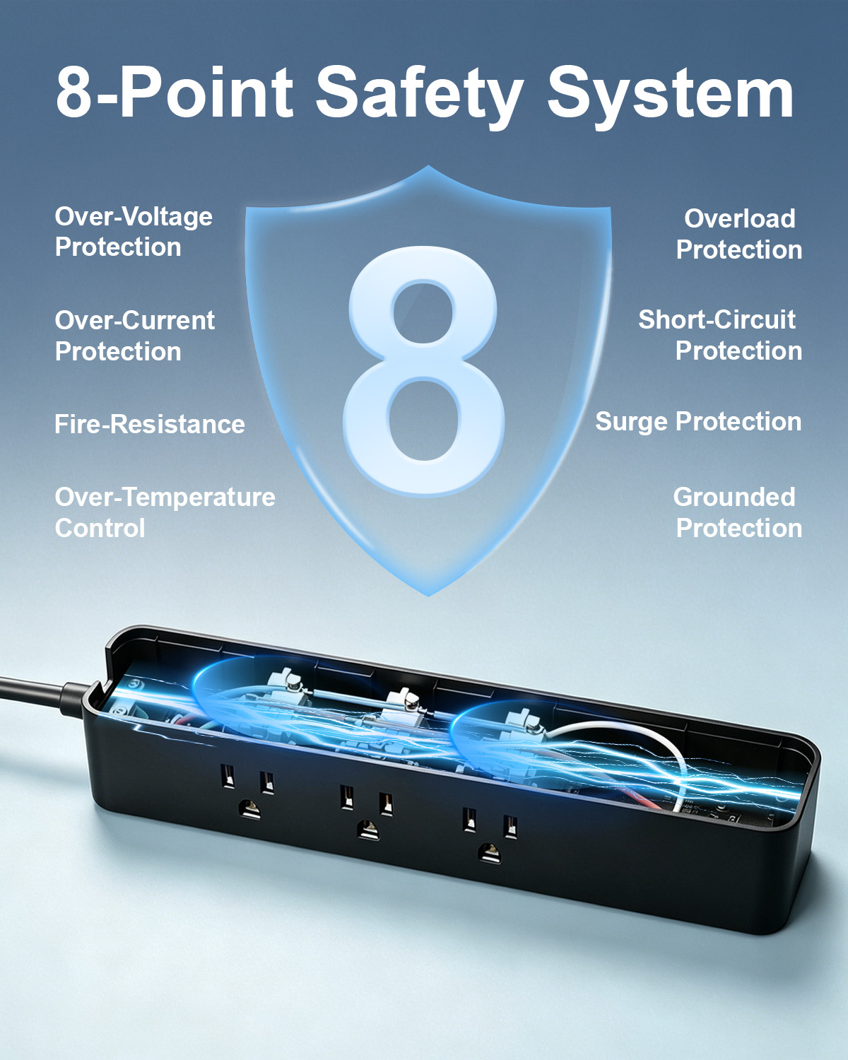 [Copy]Hilleagle 14-in-1 Surge Protector Power Strip with USB Charging | Black
