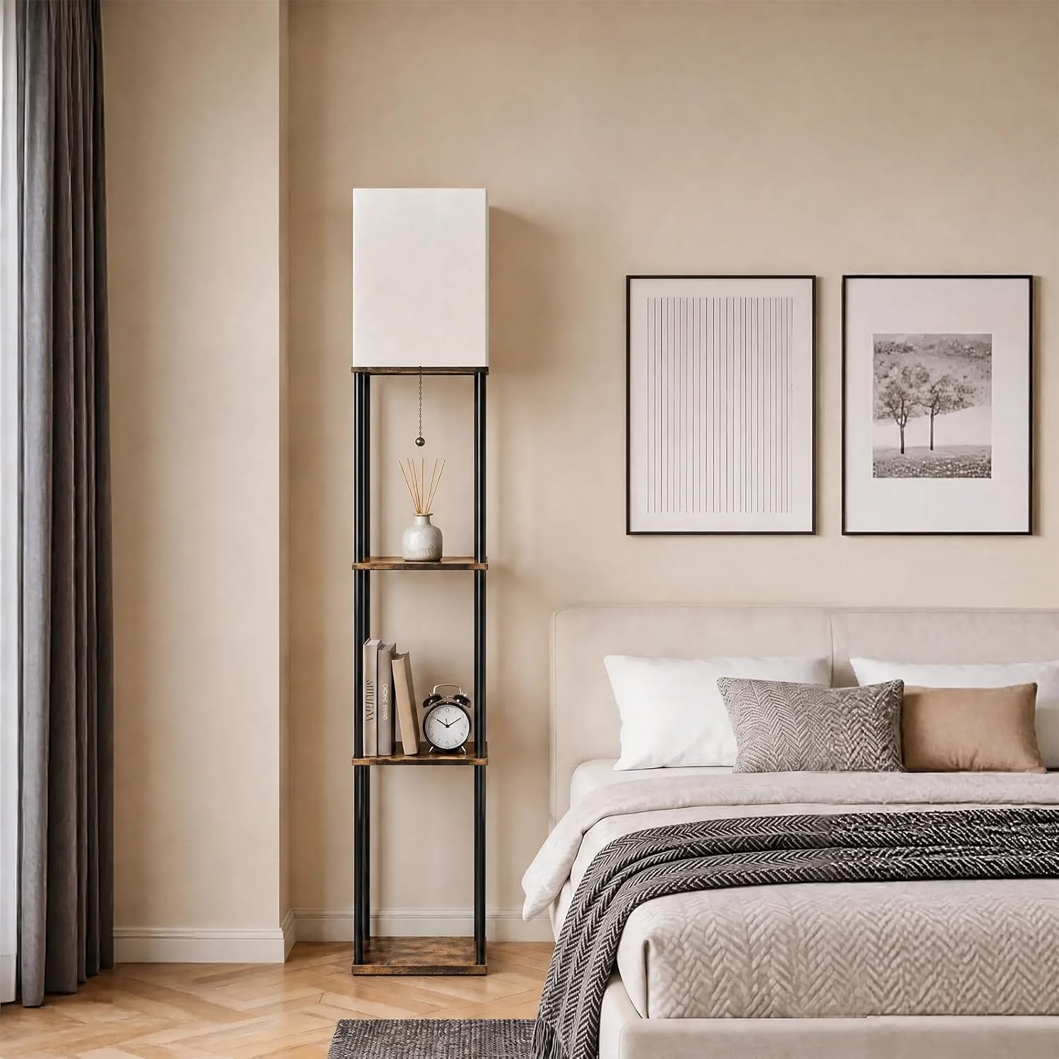 Hilleagle Floor Lamp with 3-Tier Shelves