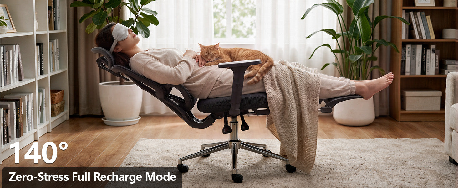 Ergonomic office chair reclining system for work and relaxation